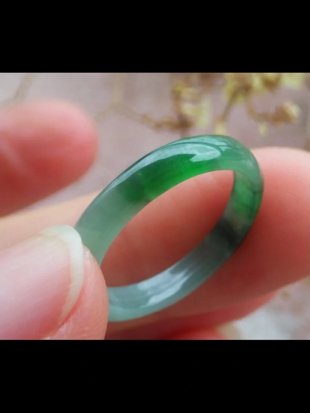 Certificate Jadeite Jewelry Jade luck Green thin Ring Size6.75